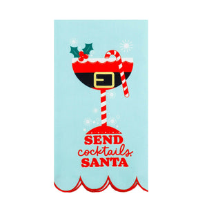 Send Cocktails Santa Tea Towel