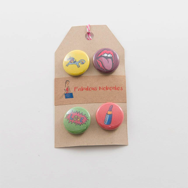 Totally 80's Buttons- Set of 4 - fabnobodies