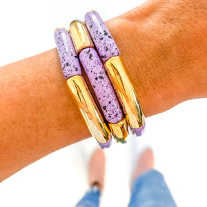 Purple & Gold Acrylic Bamboo Bracelet