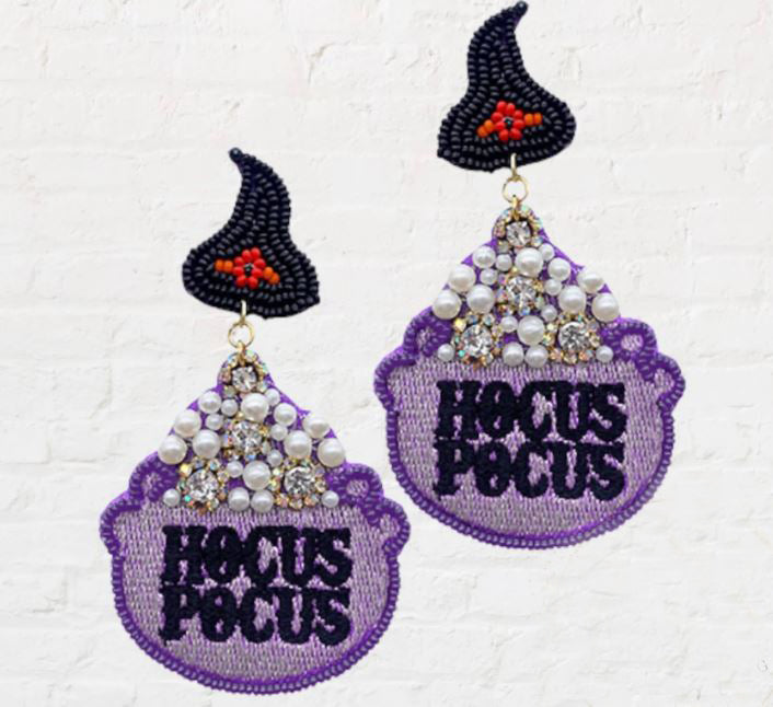 Hocus Pocus Beaded Earrings- Purple
