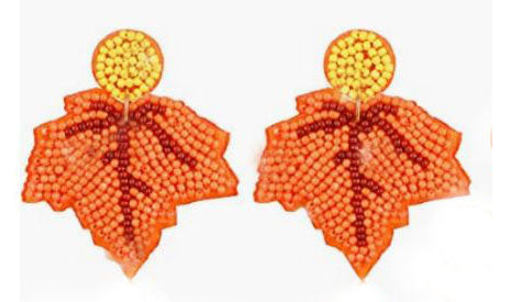 Fall Leaf Beaded Earrings