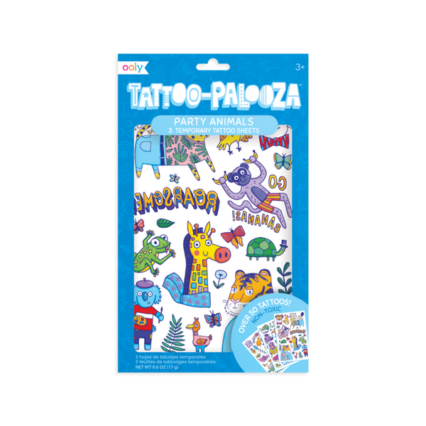 Tattoo Palooza Temp Tattoos - Party Animals (3 sheets)