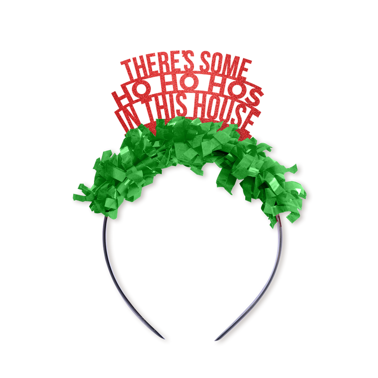 Red Words/Green Fringe  Ho Ho Ho's in This House Christmas Party Crown by Festive Gal