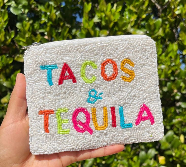 Tacos and Tequila Beaded Coin Purse